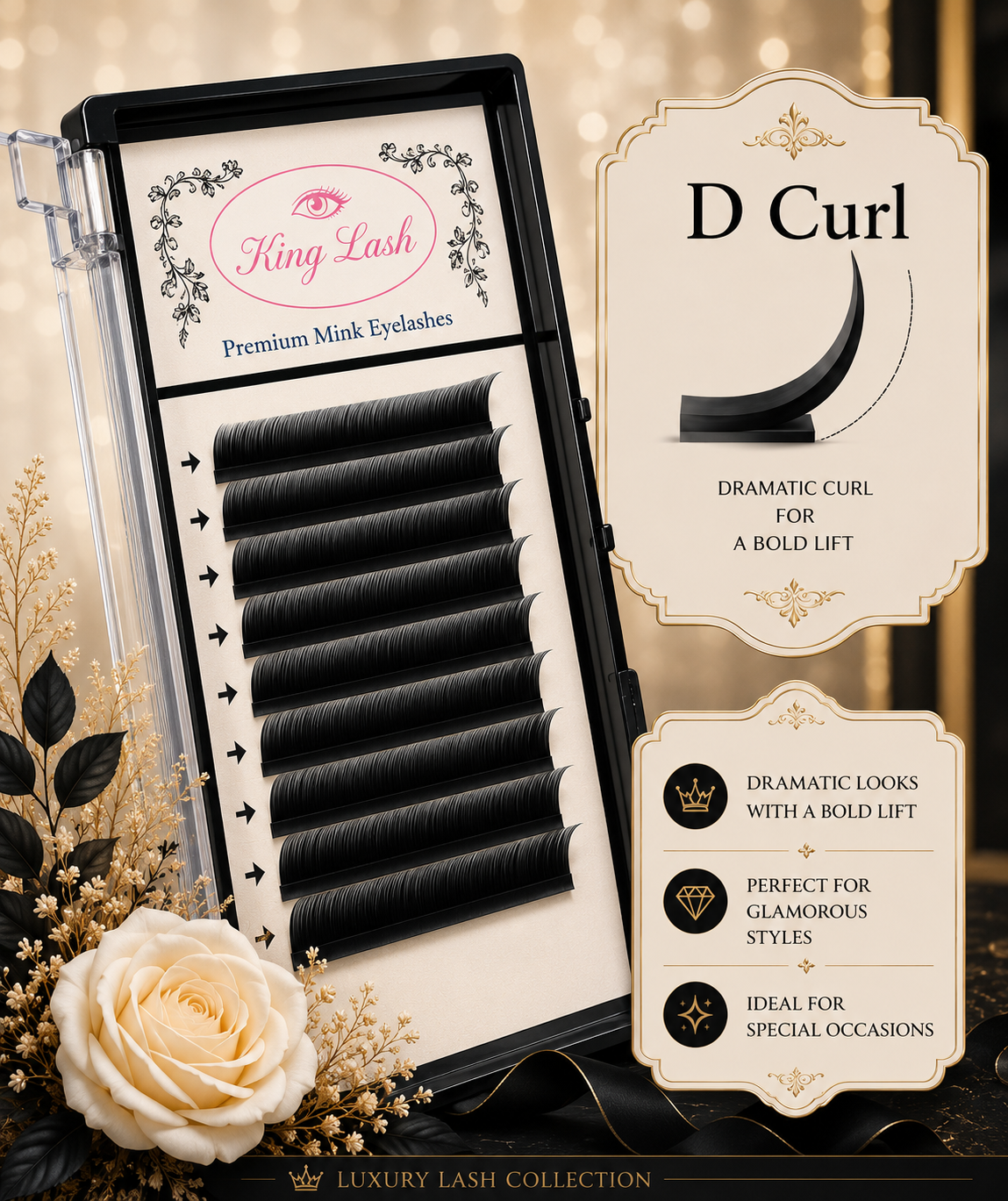 King Lash Mink Faux Lashes Type D Curl
