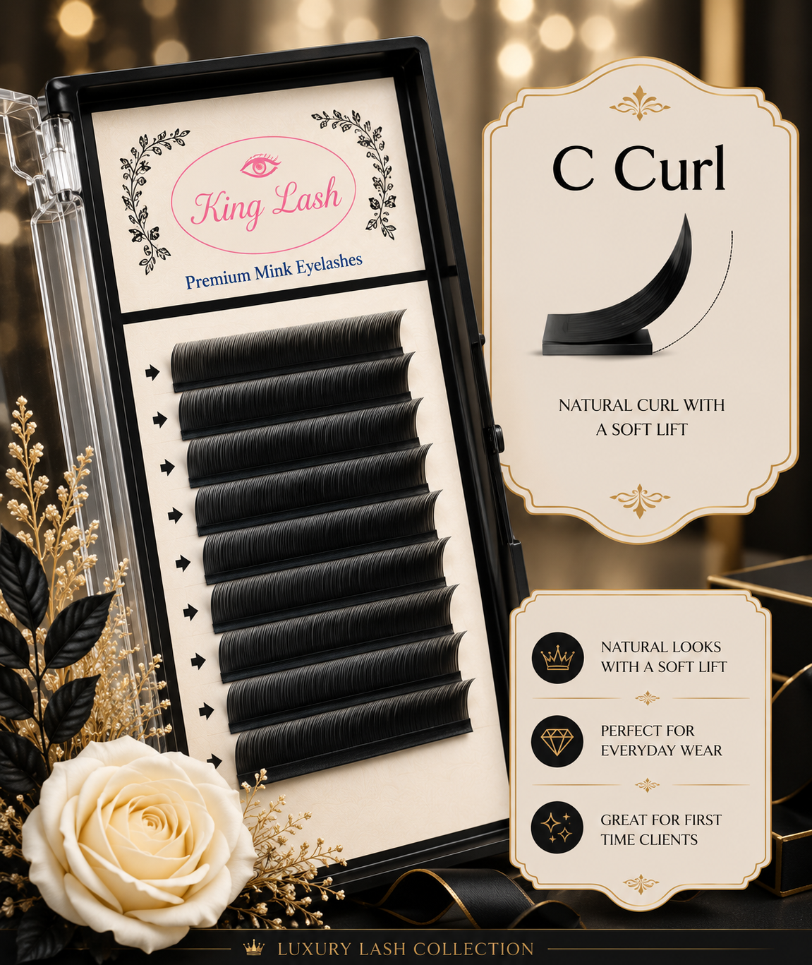 King Lash Mink Faux Lashes Type C Curl